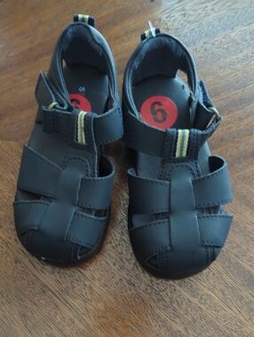 Stride Rite Navy Blue Closed-Toe Leather Fisherman Sandals Baby 6 Wide 6W New